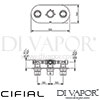 Cifial 600L32SF Adele 3 Control Landscape Thermostatic Shower Valve 2 Outlets Dimensions