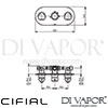 Cifial 600L32SY Techno 65 3 Control Landscape Thermostatic Shower Valve 2 Outlets Dimensions