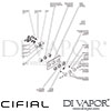 Cifial 600L32TH Technovation 465 Chrome Black 3 Control Thermostatic Valve Landsape 2 Outlets Dimens