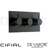 Cifial 600L32TH Technovation 465 Chrome Black 3 Control Thermostatic Valve Landsape 2 Outlets Spare 