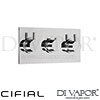 Cifial 600L32TH Technovation 465 Chrome Black 3 Control Thermostatic Valve Landsape 2 Outlets Spare 