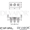 Cifial 600L32THX300 Techno X300 3 Control Landscape Thermostatic Valve 2 Outlets Dimensions