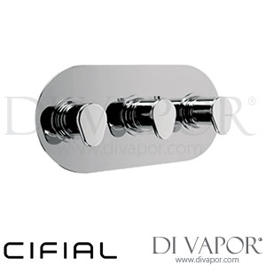 Cifial 600L32VV Viva Polished Chrome | Black 3 Control Thermostatic Shower Valve Landscape 2 Outlets Spare Parts