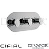 Cifial 600L32VV Viva Polished Chrome Black 3 Control Thermostatic Shower Valve Landscape 2 Outlets S