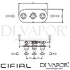 Cifial 600L33BHX Brookhaven Cross 3 Control Landscape Thermostatic Shower Valve with Diverter Dimens