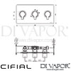 Cifial 600L33CL Coule 3 Control Landscape Thermostatic Valve with Diverter Dimensions