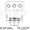 Cifial 600L33CU Cudo 3 Control Landscape Thermostatic Shower Valve with Diverter Dimensions