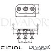 Cifial 600L33HX Hexa 3 Control Landscape Thermostatic Valve with Diverter Dimensions