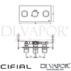 Cifial 600L33SQ Quadrado 3 Control Landscape Thermostatic Shower Valve 3 Outlets Dimensions