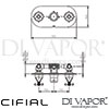 Cifial 600L34ED Edwardian 3 Control Landscape Thermostatic Valve with Double Diverter Dimensions