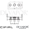 Cifial 600L34EM Emmie 3 Control Thermostatic Valve with Double Diverter Dimensions