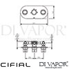 Cifial 600L34SF Adele 3 Control Landscape Thermostatic Shower Valve 4 Outlets Dimensions