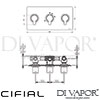 Cifial 600L35CL Coule 3 Control Landscape Thermostatic Valve with Double Diverter 5 Outlets Dimensio