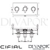 Cifial 600L35CU Cudo 3 Control Landscape Thermostatic Valve with Double Diverter 5 Outlets Dimension