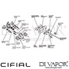 Cifial 600L35ED Edwardian 3 Control Thermostatic Valve with Double Diverter 5 Outlets Dimension