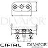 Cifial 600L35ED Edwardian 3 Control Thermostatic Valve with Double Diverter 5 Outlets Dimensions