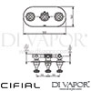 Cifial 600L35HX Hexa 3 Control Landscape Thermostatic Valve with Double Diverter 5 Outlets Dimension