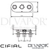 Cifial 600L35SF Adele 3 Control Landscape Thermostatic Shower Valve 5 Outlets Dimensions