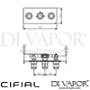 Cifial 600L35THX300 Techno X300 3 Control Landscape Thermostatic Shower Valve 5 Outlets Dimensions