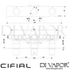 Cifial 600NL32CL Slim Coule 3 Control Landscape Thermostatic Shower Valve 2 Outlets Dimensions