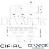 Cifial 600NL60TH Slim Techno Landscape Thermostatic Shower Valve 2 Outlets Dimensions