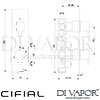 Cifial Slim Coule Shower Valve 1 Outlet Dimensions