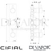 Cifial Slim Techno 3 Control Shower Valve 2 Outlets Dimensions