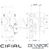 Cifial 600NV60CL Slim Coule Thermostatic Shower Valve 1 Outlet Dimensions