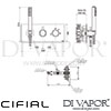 Cifial 600S38TH-x11 PVD X11 2 Control Landscape Thermostatic Shower System 2 Outlets Dimensions