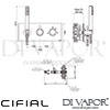 Cifial 600S38TH-x20 PVD X20 2 Control Landscape Thermostatic Shower System 2 Outlets Dimensions