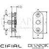 Cifial Black 3 Outlet Shower Valve Dimensions