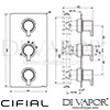 Cifial 600V32CL Coule 3 Control Thermostatic Shower Valve Dimensions