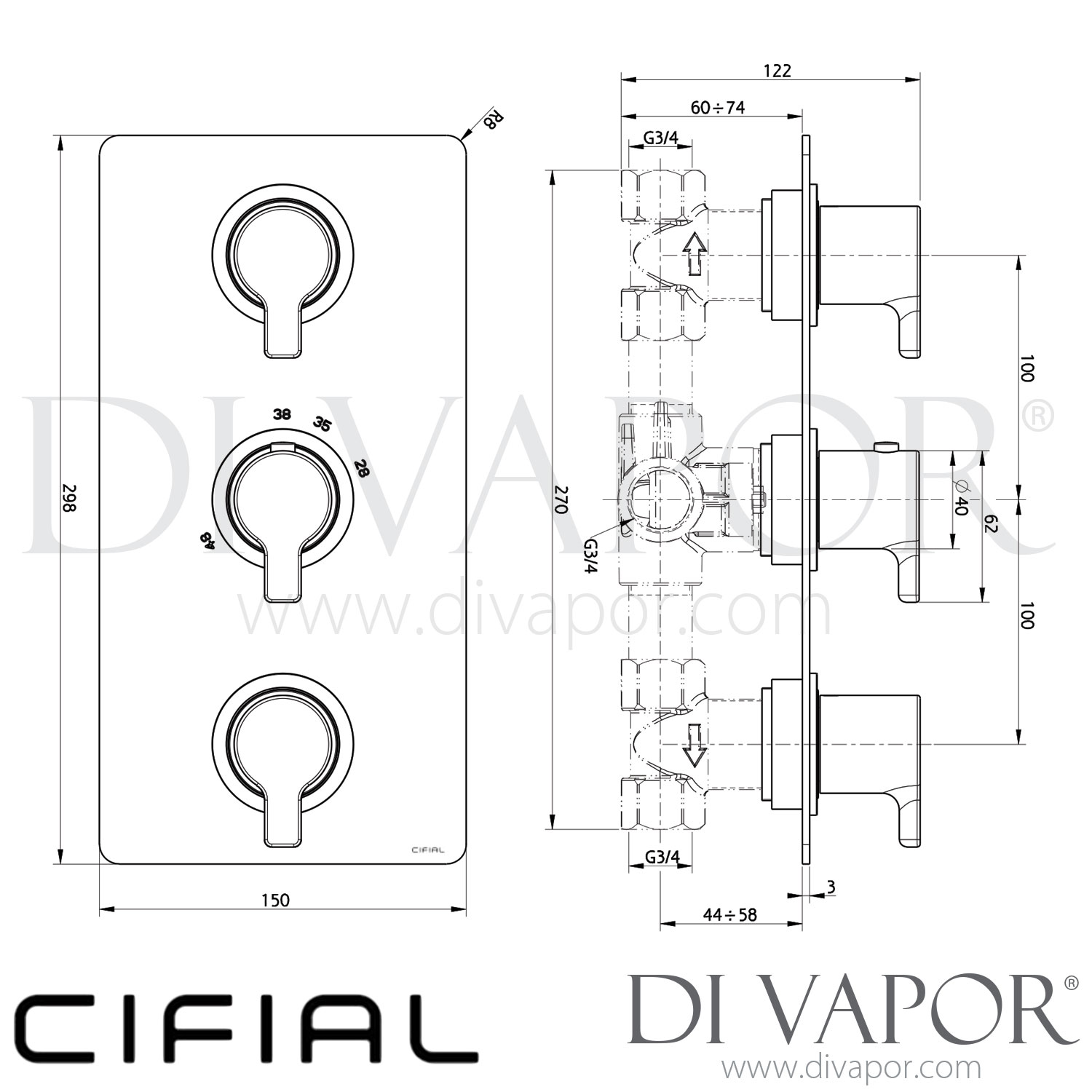 Cifial 600V32CL Coule 3 Control Thermostatic Shower Valve Spare Parts