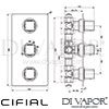 Cifial 600V32CU Cudo 3 Control Thermostatic Shower Valve Dimensions