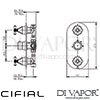 Cifial 600V32ED Edwardian 3 Control Thermostatic Shower Valve Dimensions