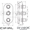 Cifial 600V32EM Emmie 3 Control Thermostatic Shower Valve Dimensions