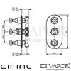 Cifial 600V32HX Hexa 3 Control Thermostatic Shower Valve Dimensions