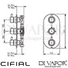 Cifial 600V32SE Technovation 35 3 Control Thermostatic Shower Valve Dimensions