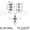 Cifial 600V32SY Techno 65 3 Control Thermostatic Shower Valve 2 Outlets Dimensions