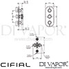 Cifial 3 Control Therm Valve 2 Outlets Dimensions