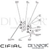 Cifial 600V32TH-614 Black Techno 3 Control Thermostatic Valve 2 Outlets Dimension