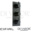 Cifial 600V32TH-614 Black Techno 3 Control Thermostatic Valve 2 Outlets Spare Parts