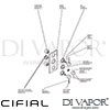Cifial 600V32TH-X20 PVD X20 3 Control Thermostatic Shower Valve 2 Outlets Dimension