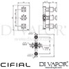 Cifial Texa 3 Control Therm Shower Valve 2 Outlets Dimensions