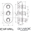Cifial 600V32VV-614 Black Viva 3 Control Thermostatic Valve Clear Swarovski Crystal Dimensions