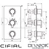 Cifial 600V33CL Coule 3 Control Thermostatic Shower Valve with Diverter Dimensions