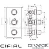 Cifial 600V33CU Cudo 3 Control Thermostatic Shower Valve with Diverter Dimensions
