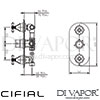 Cifial 600V33ED Edwardian 3 Control Thermostatic Shower Valve with Diverter Dimensions