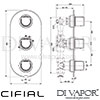 Cifial 600V33EM Emmie 3 Control Thermostatic Valve with Diverter Dimensions