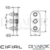 Cifial 600V33SF Adele 3 Control Themostatic Shower Valve 3 Outlets Dimensions